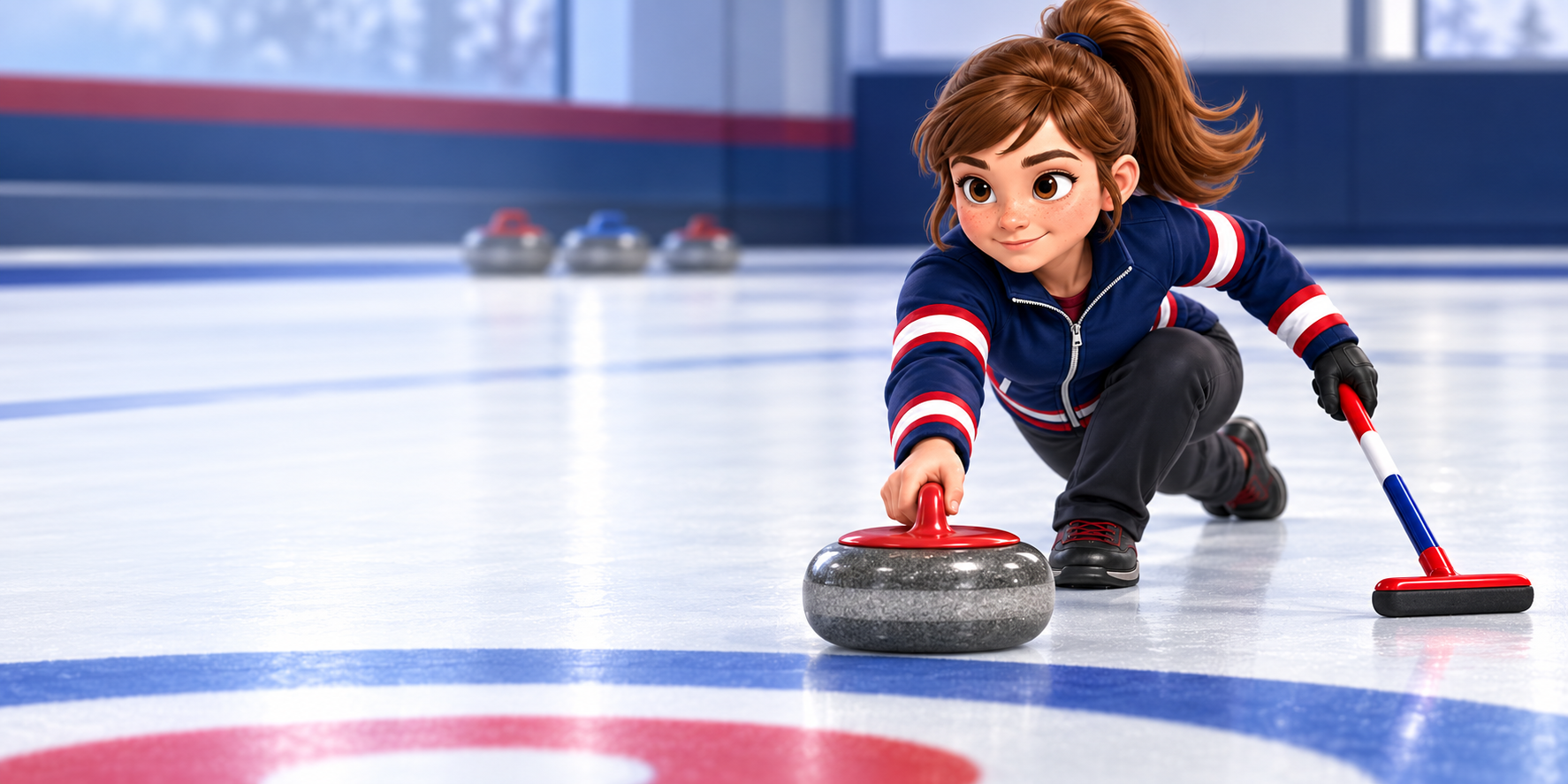 Piper making a curling delivery toward the house