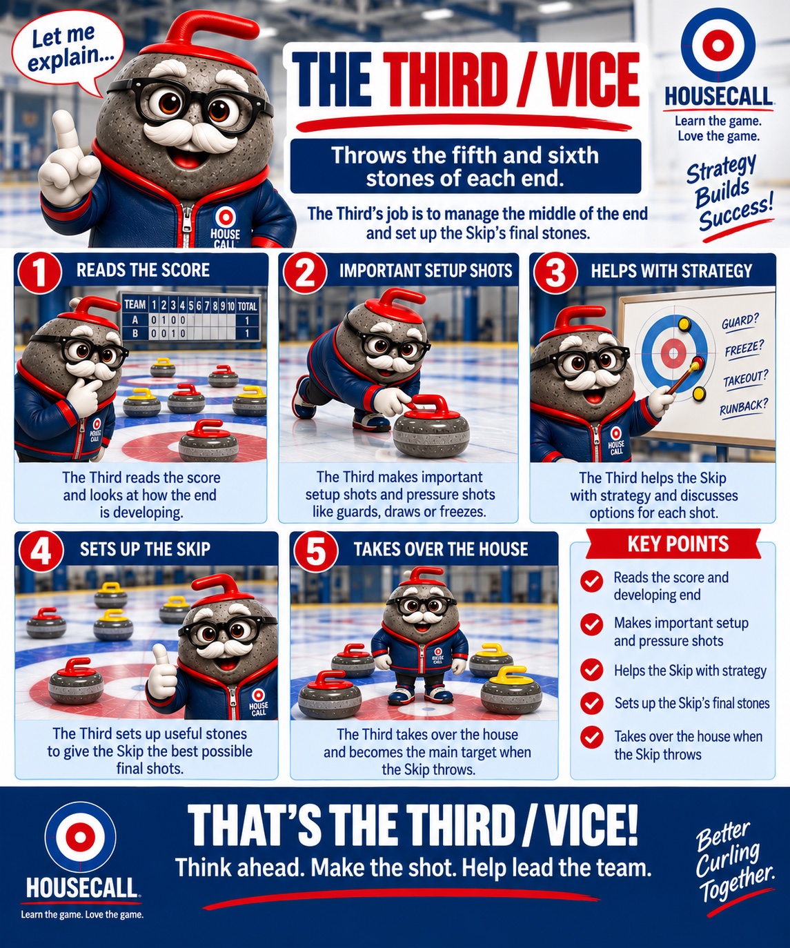 HouseCall illustrated guide to the third or vice position in curling